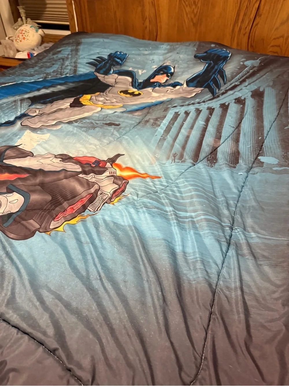 Vintage Batman Blue and Gray Superhero Reversible Twim Comforter